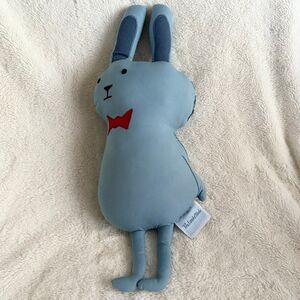 The Land of Nod Blue Bunny Bowtie Pillow 18” Easter Rabbit Plush Nursery Decor